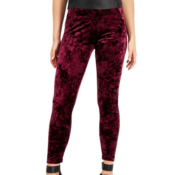 INC International Concepts Velvet Leggings - Burgundy - Picture 1 of 6